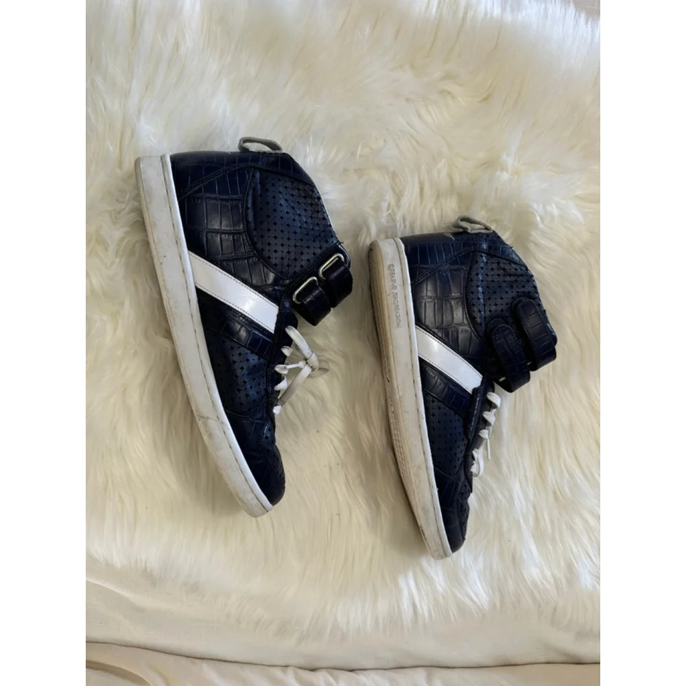 Creative Recreation | Midnight Blue Croc Embossed High-Top Sneakers | US 12 - Picture 3 of 10